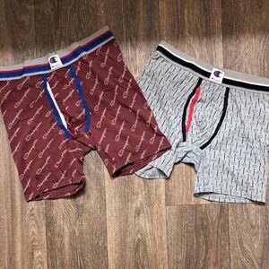 Champion Men's Boxer Briefs - Maroon and Light Gray